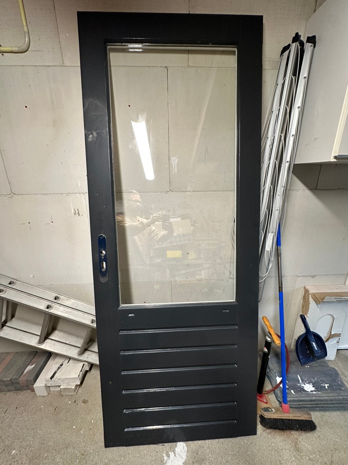 Hardhouten buitendeur met dubbelglas, Gebruikt, 80 tot 100 cm, Ophalen of Verzenden, Buitendeur