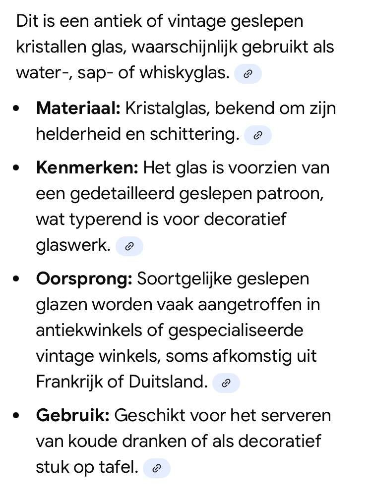 2 x Antiek Geslepen Kristallen Glas - Water, Sap of Whisky, Antiek en Kunst, Antiek | Glas en Kristal, Ophalen of Verzenden
