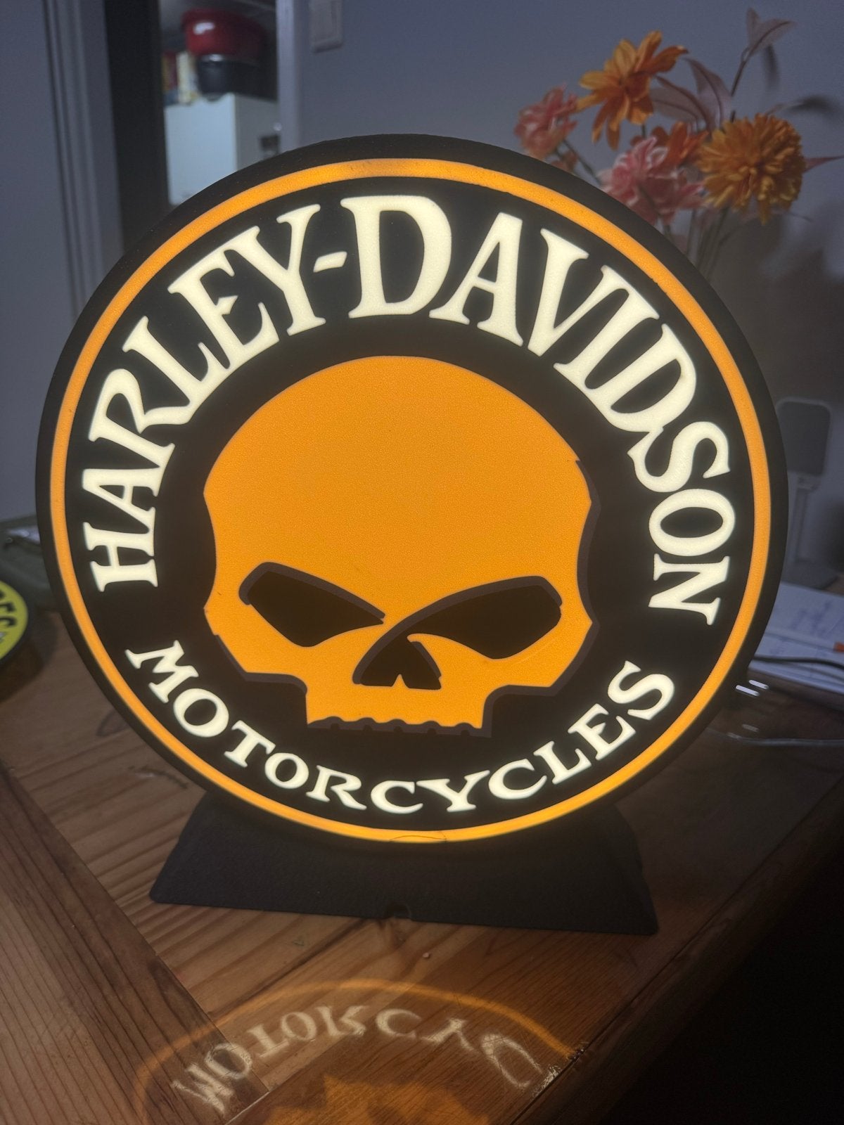 Harley-Davidson Lightbox - Uniek Decoratiestuk Ø30cm, Ophalen of Verzenden