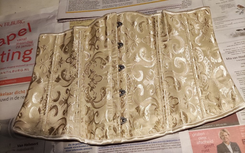 korset polyester jacquard stof met baleinen apricot mt M/L, Kleding | Dames, Maat 38/40 (M), Beige, Nieuw, Ophalen of Verzenden