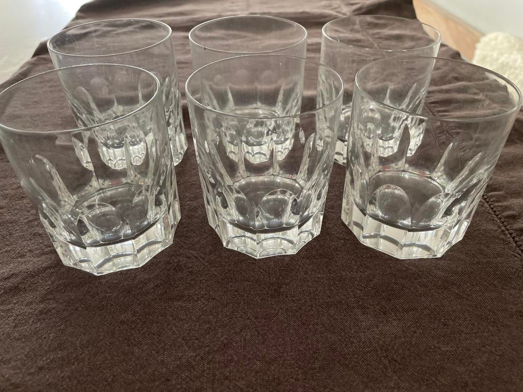6 Antieke Handgeblazen Kristallen Whisky Glazen, Antiek en Kunst, Ophalen of Verzenden