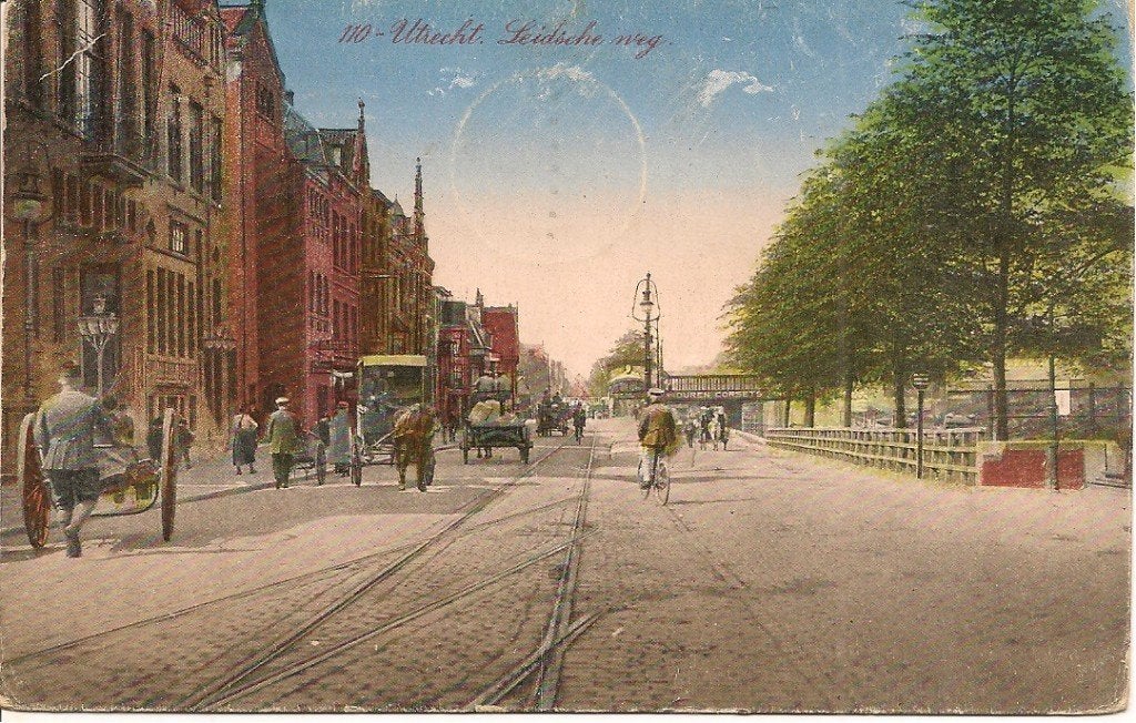 Oude Ansichtkaart Utrecht, Leidscheweg (1920), Verzamelen, Ophalen of Verzenden, 1920 tot 1940, Gelopen, Utrecht