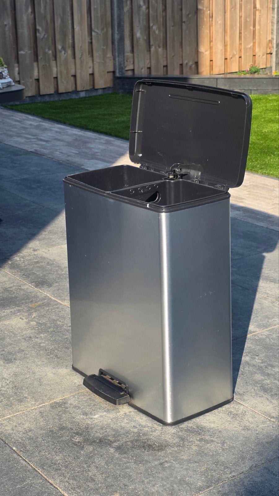 Curver Twee Vaks Vuilnisbak RVS - Zeer Nette Staat, Ophalen, Kunststof, Met pedaal, 40 liter of meer