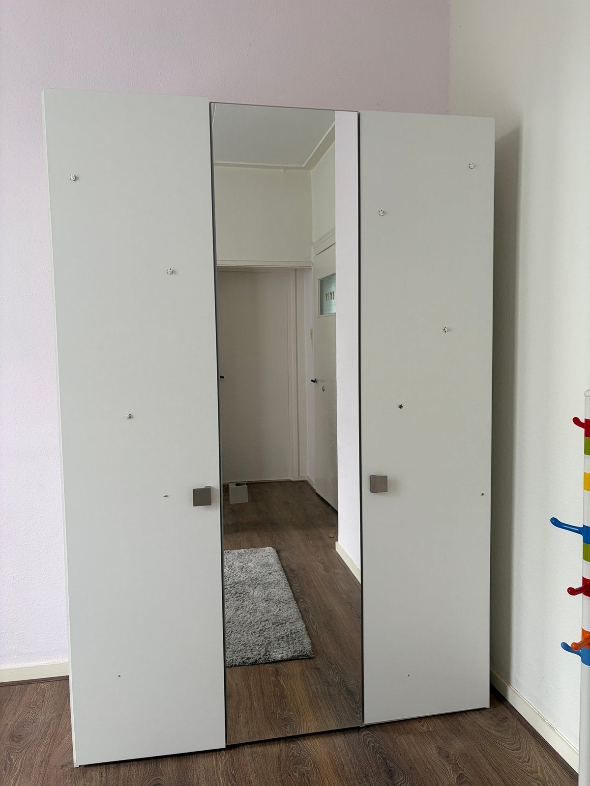 Witte kledingkast met spiegeldeur, Ophalen, 200 cm of meer, 150 tot 200 cm, Zo goed als nieuw
