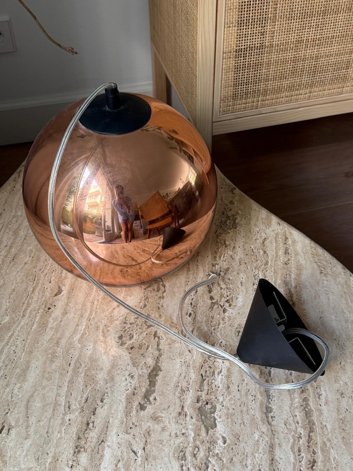 Tom Dixon copper bolvormige hanglamp, Ophalen, Gebruikt, Metaal, E27 (groot)