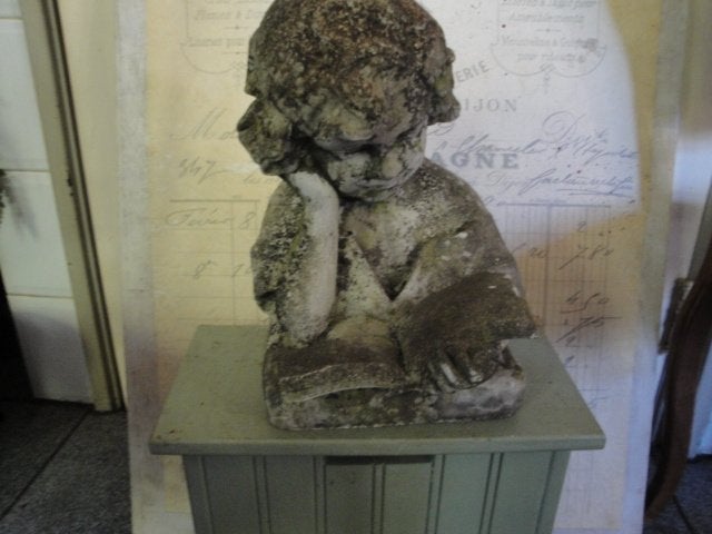 meisje met boek antieke uitstraling, Ophalen of Verzenden, Gebruikt, Beton, Mensenbeeld