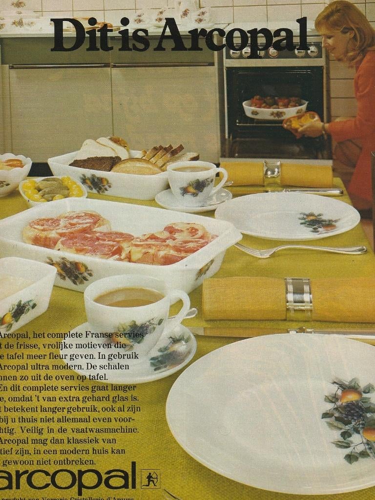 Retro reclame 1974 Arcopal Utrecht servies bord kopje schaal, Verzamelen, Retro, Verzenden, Overige typen