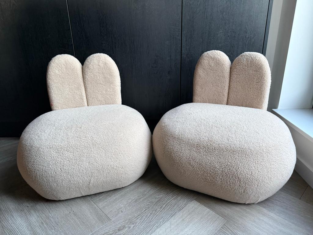 Twee konijnen poefjes, Ophalen, Zo goed als nieuw, Overige vormen, Minder dan 50 cm