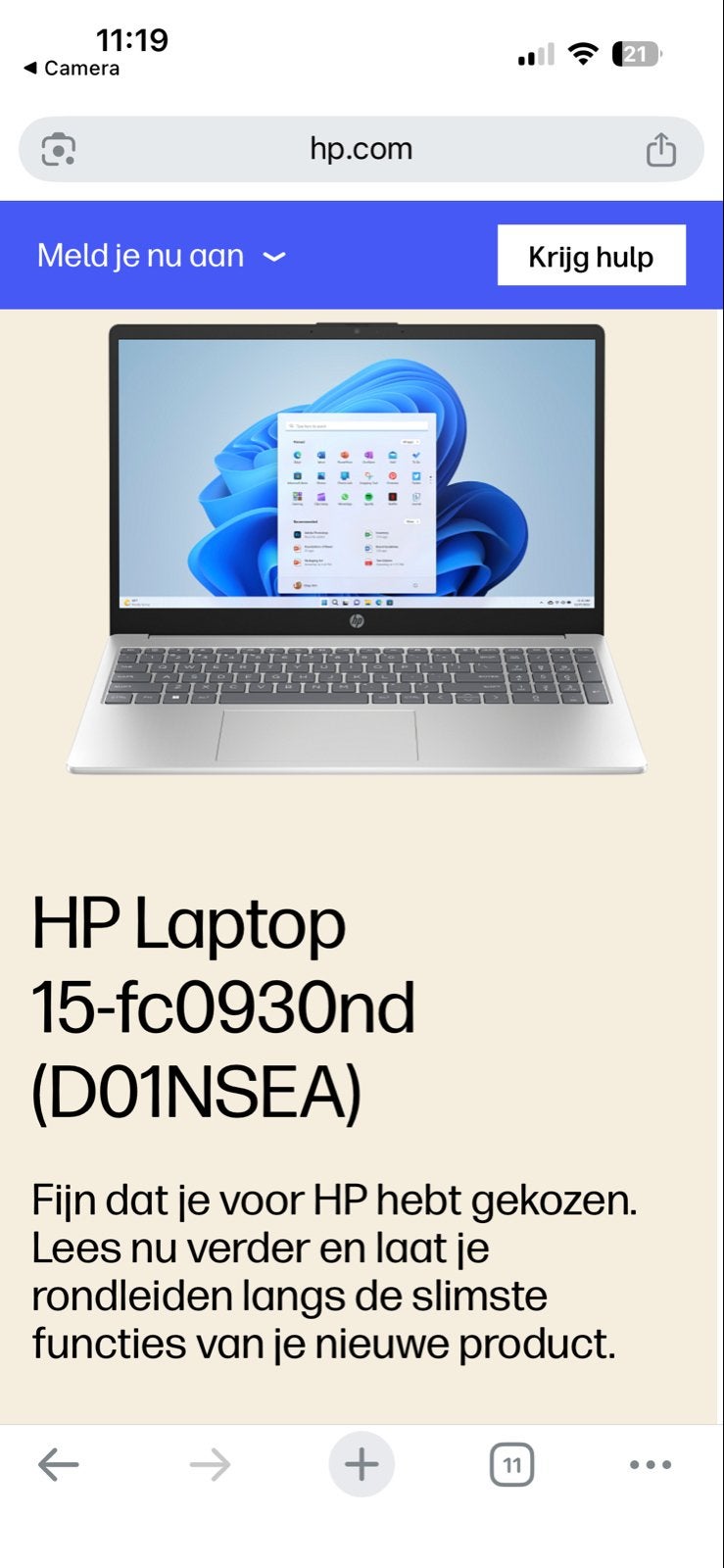 Nieuwe HP Laptop 15-fc0930nd (D01NSEA) met 2 jaar garantie, Ophalen, 2 tot 3 Ghz, 8 GB, Nieuw