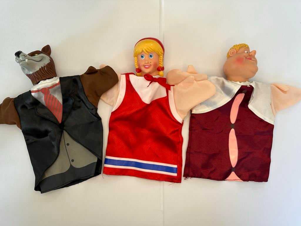 Set van 3 vintage ABN AMRO Efteling handpoppen, Verzenden, Gebruikt, Beeldje of Poppetje