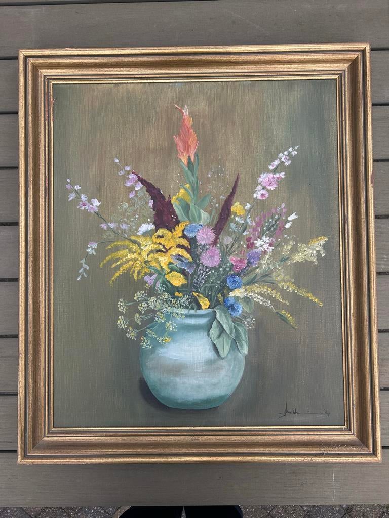 Olieverf Schilderij Bloemenvaas door Jenny Buikhuizen, Antiek en Kunst, Ophalen