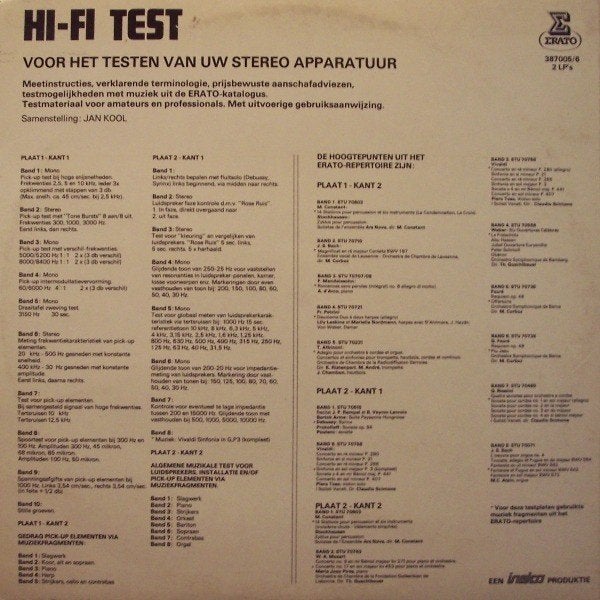 FIRATO HiFi Test (2LP) Jan Kool (Luister) oa Meetinstructies, Ophalen, Gebruikt, Overige merken