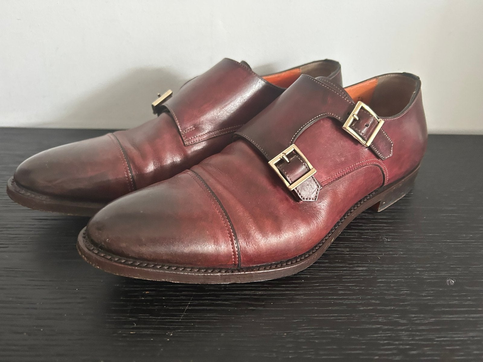 Santoni. Leren schoen.   41.      7,5., Ophalen of Verzenden, Zo goed als nieuw, Bruin