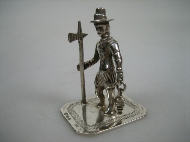 Miniatuur Zilver Stadwachter zie onze webshop antiekjuwelier, Ophalen of Verzenden, Zilver