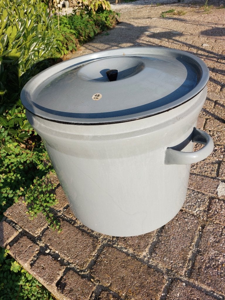 Grijze geëmailleerde wasketel met deksel, Ophalen of Verzenden