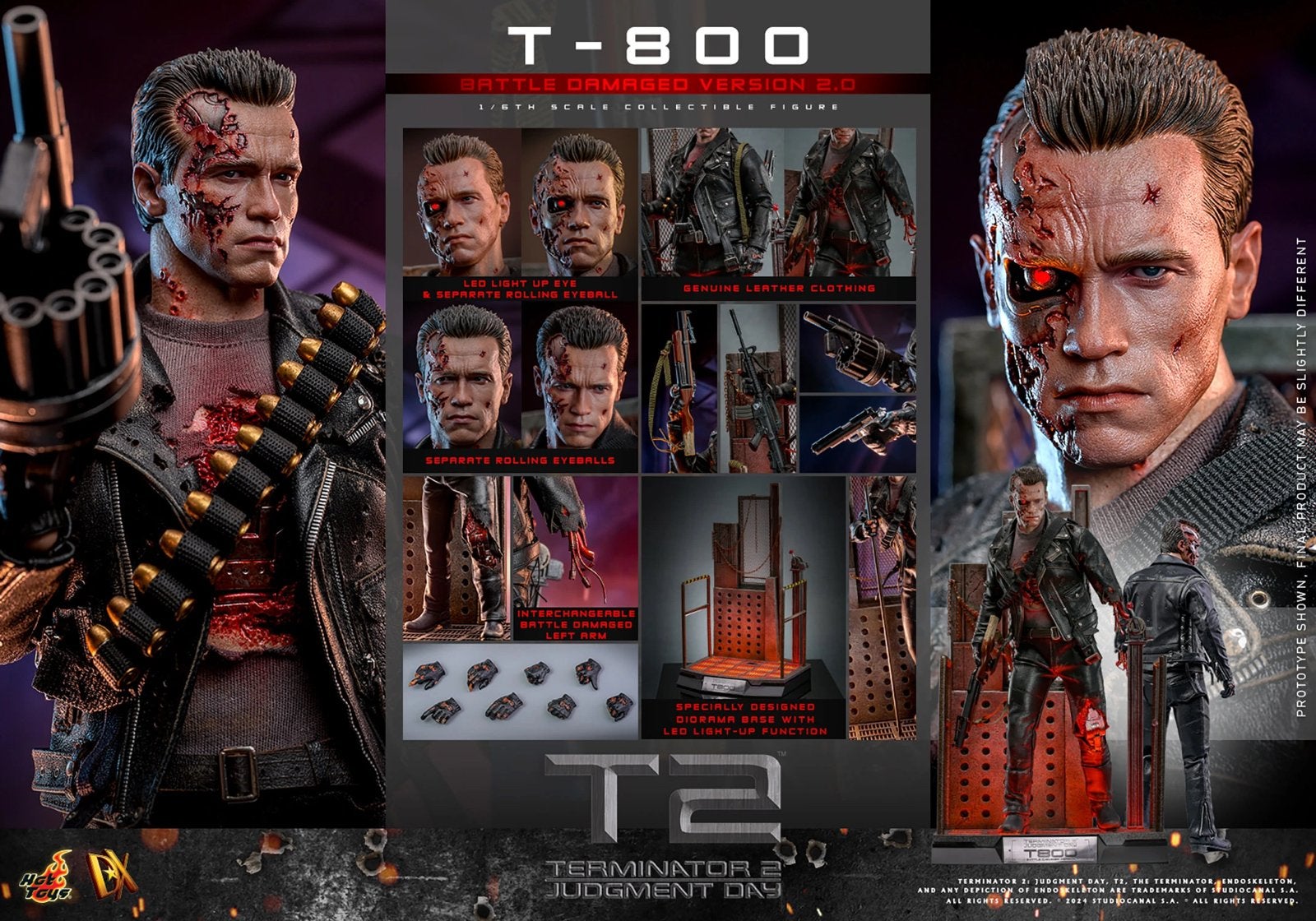 Nieuw! Hot Toys 1/6 DX46 T-800 Battle Damaged 2.0 T2, Verzamelen, Film en Tv, Ophalen of Verzenden, Nieuw, Film, Actiefiguur of Pop