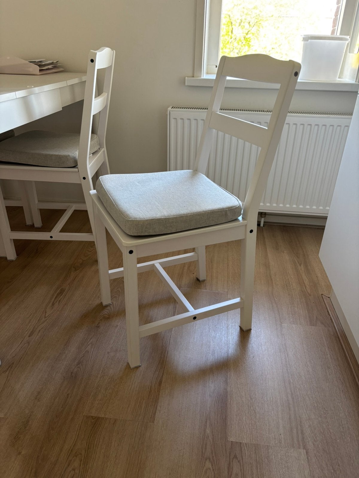 Ikea stoelen wit 4x met kussen, Huis en Inrichting, Stoelen, Ophalen, Zo goed als nieuw, Wit, Vier