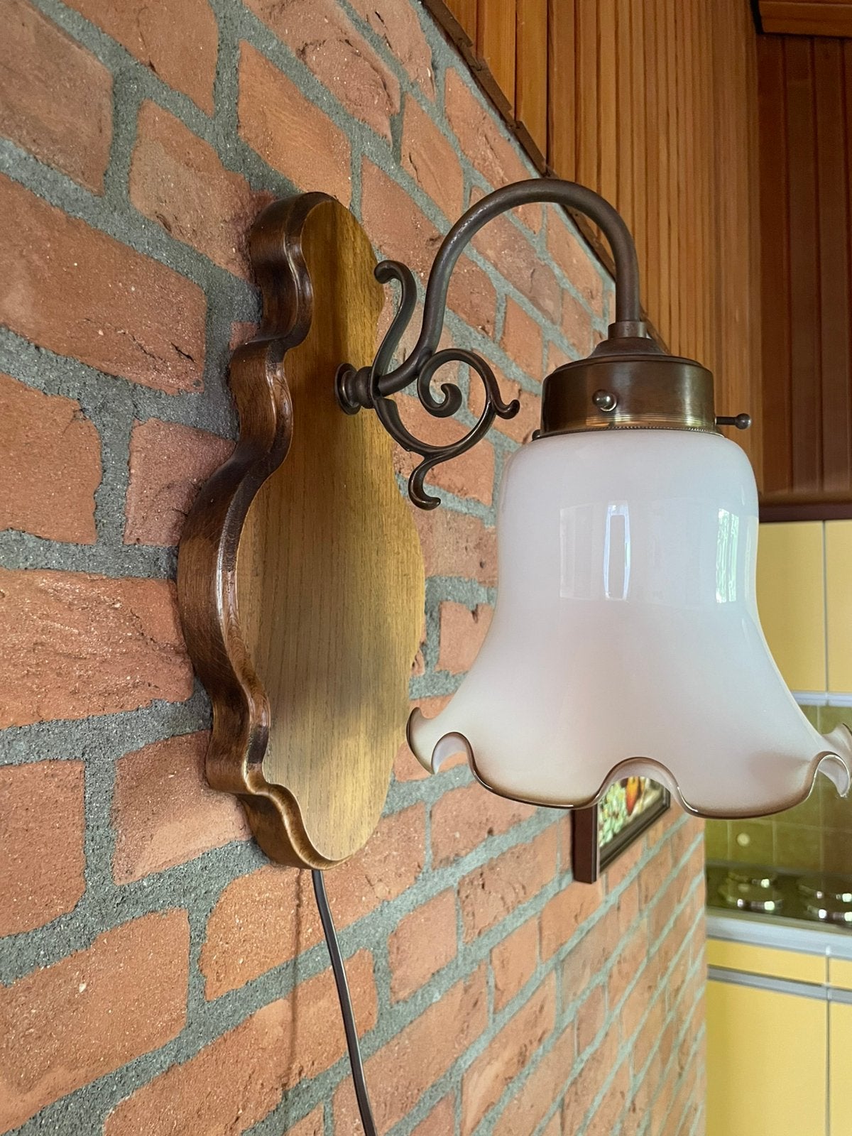 Vintage wandlamp, Ophalen of Verzenden, Zo goed als nieuw, Glas, Wandlamp