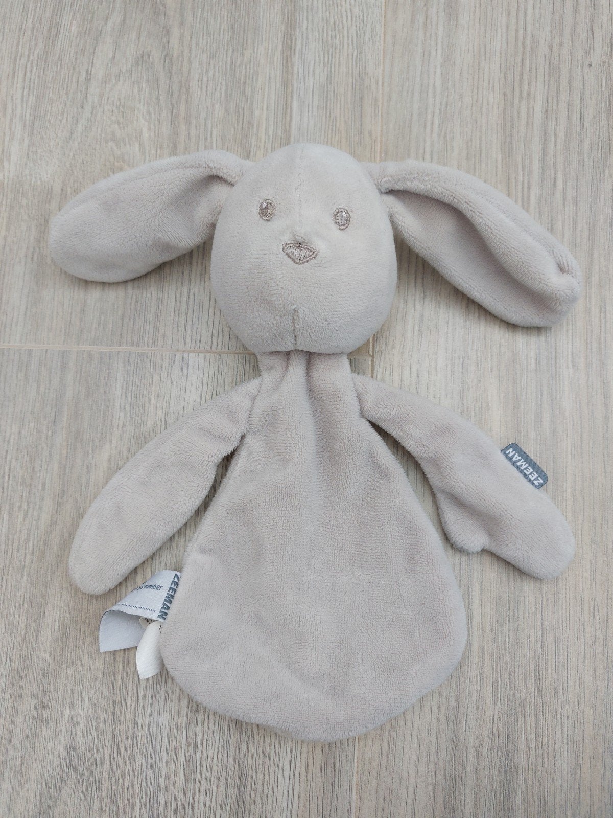 Knuffel knuffeldoekje Zeeman konijn hond grijs L1663, Ophalen of Verzenden, Zo goed als nieuw, Konijn