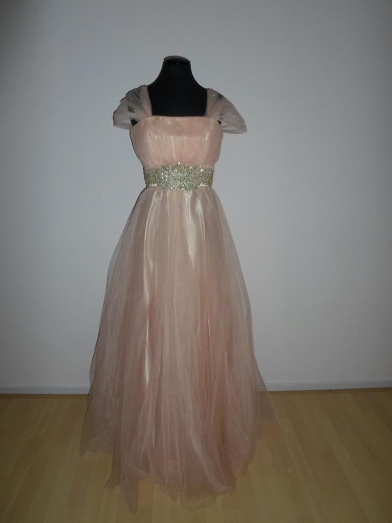 Elegante lichtroze Jurk met steentjes maat 38, Maat 38/40 (M), Galajurk, Ophalen of Verzenden, Zo goed als nieuw