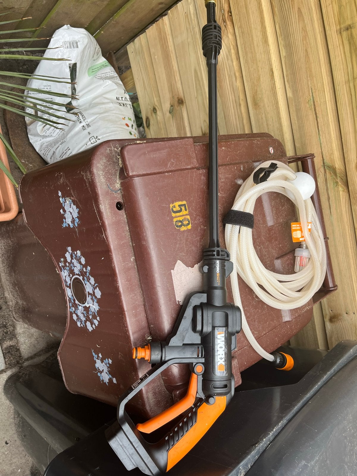 Worx Hydroshot WG629E Accu Hogedrukreiniger, Ophalen of Verzenden, Gebruikt, Accu, Met regelbare waterdruk