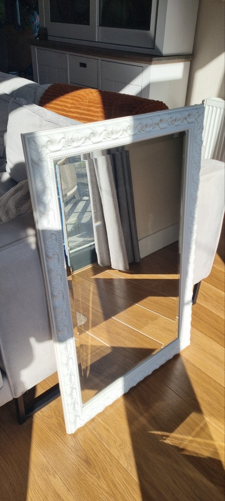 Mooie brocante spiegel wit witte  rand als nieuw 60x90 cm, Ophalen of Verzenden, Zo goed als nieuw, Rechthoekig, Minder dan 100 cm