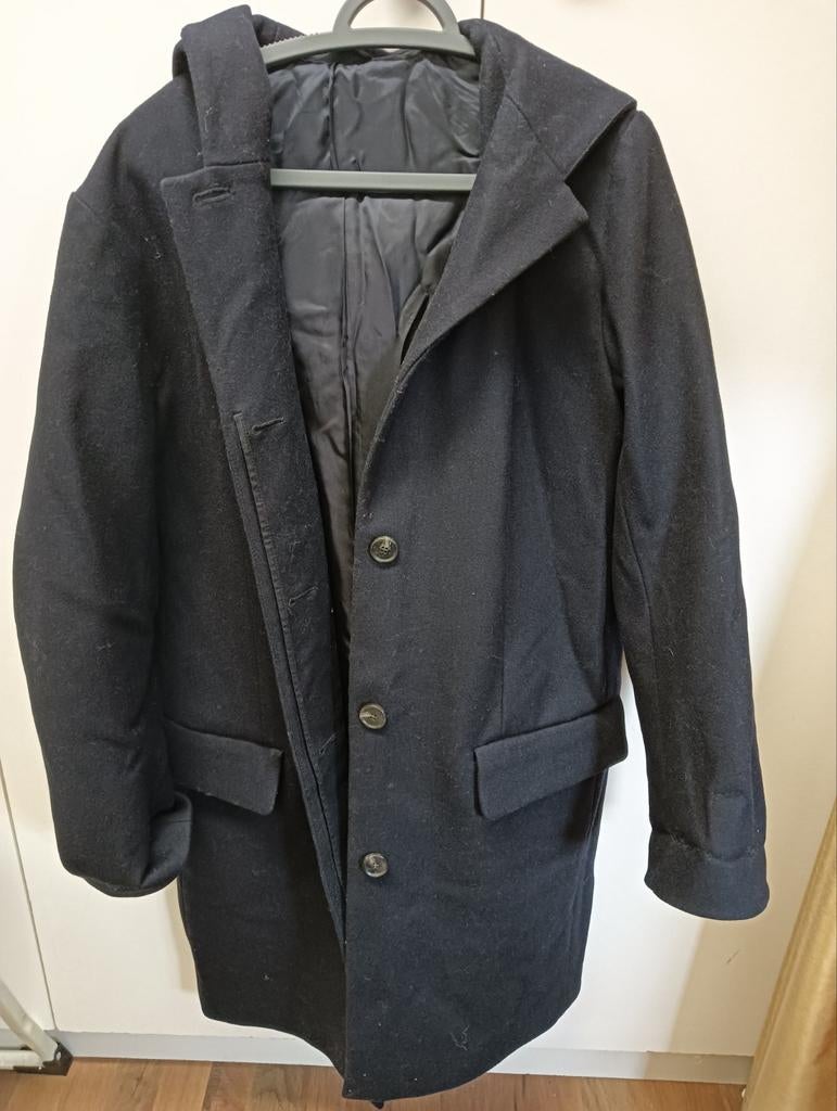 Zeer mooie donkerblauwe dameswinterjas met capuchon 42, Kleding | Dames, Jassen | Winter, COS, Blauw, Maat 42/44 (L), Ophalen of Verzenden