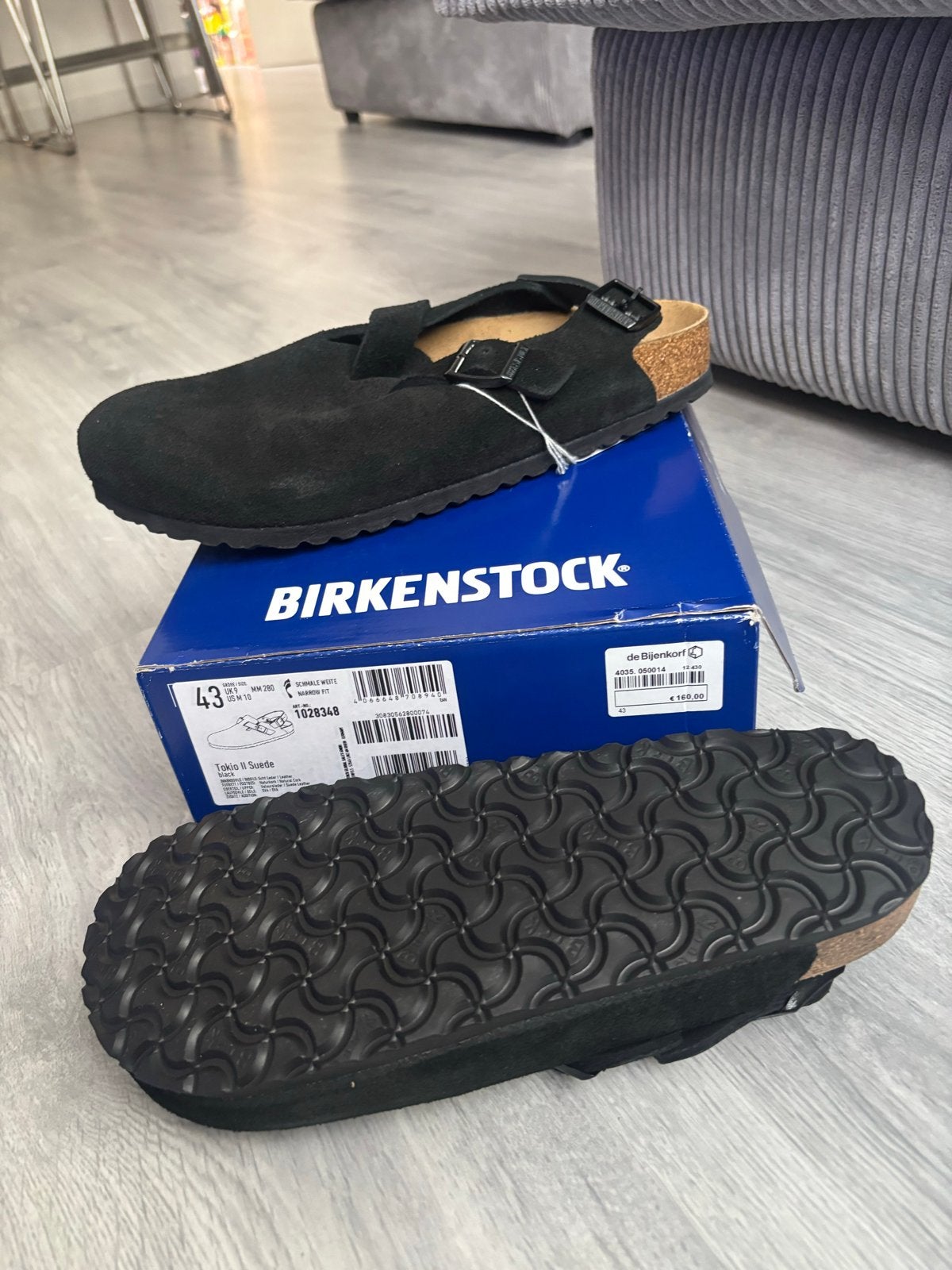 Birkenstock Tokio II Suede Clogs - Zwart, Maat 43, Ophalen of Verzenden, Nieuw, Zwart, Instappers