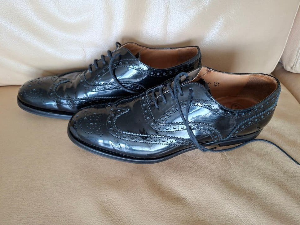Church's Burwood Brogues Zwart Polished Binder Maat 40 G, Ophalen of Verzenden, Zo goed als nieuw, Zwart