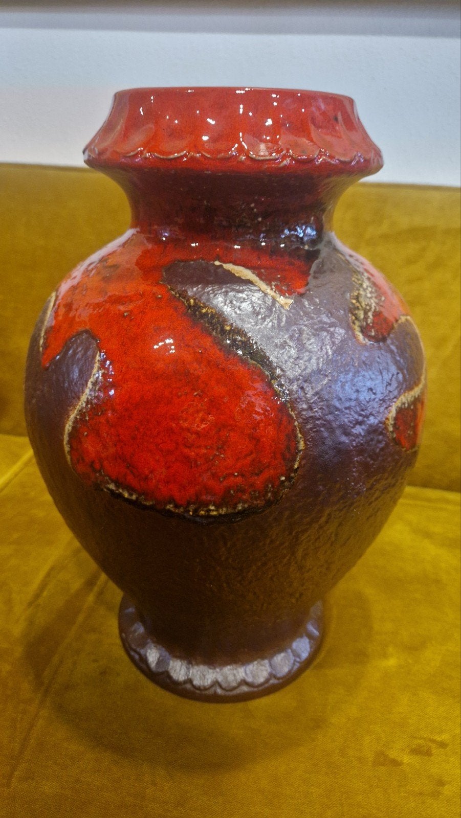 Vintage Dumler & Breiden vaas met rood, bruin & goud glazuur, Antiek en Kunst, Ophalen of Verzenden