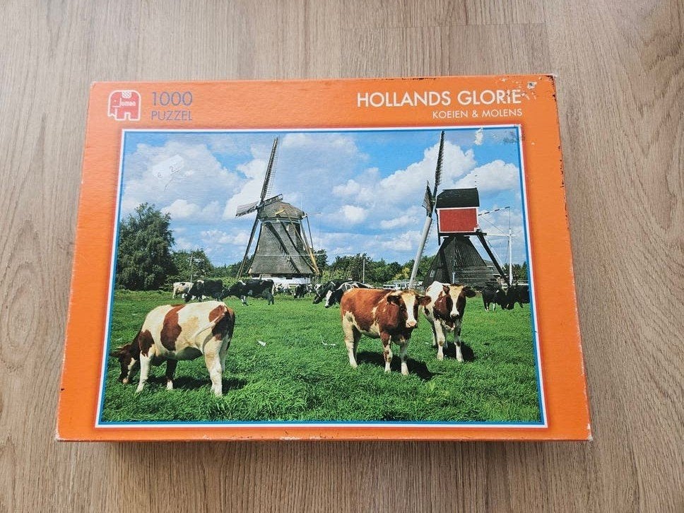Hollands Glorie 1000 stukjes puzzel - Koeien & Molens, Ophalen of Verzenden, 500 t/m 1500 stukjes, Gebruikt, Legpuzzel