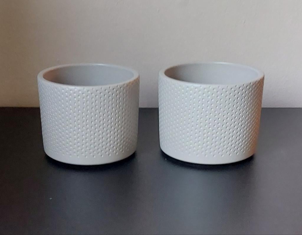 Set van 2 taupe bloempotten met structuur, Ophalen, Overige materialen, Rond, Binnen