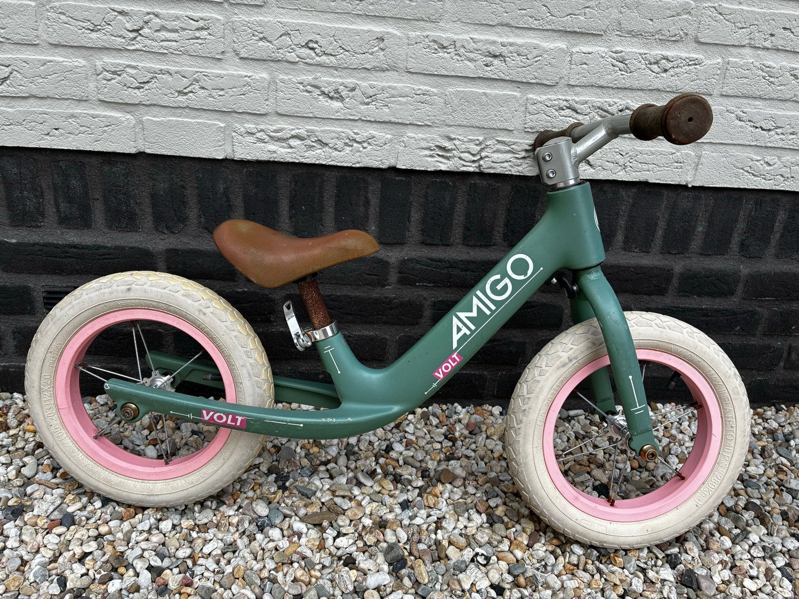 Amigo Volt loopfiets 12 inch - Groen/Roze, Fietsen en Brommers, Ophalen, Gebruikt, Minder dan 16 inch