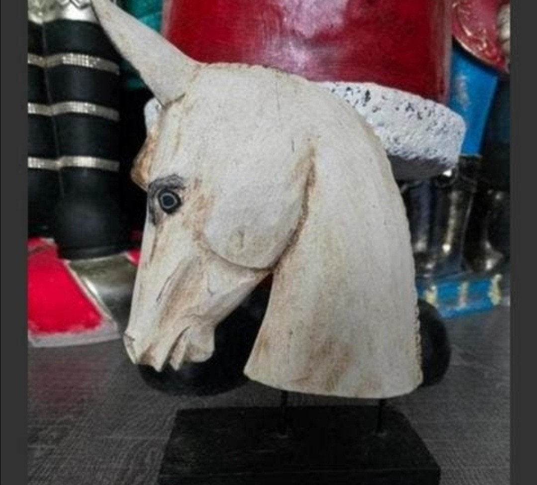 Handgemaakte Houten Ezelskop op Sokkel, Ophalen of Verzenden, Nieuw