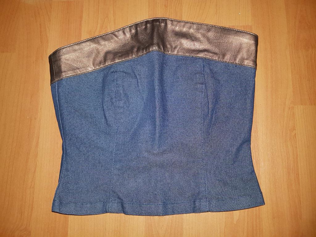 Strapless spijkertop van Peter Golding - disco - UK8 EU34 XS, Blauw, Peter Golding, Ophalen of Verzenden, Zo goed als nieuw