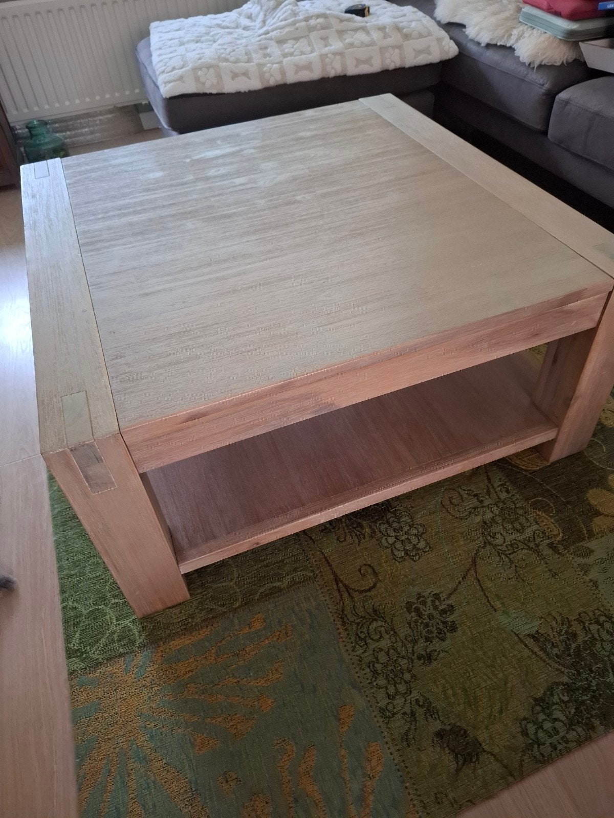 Prachtige  blankeiken salontafel 90x90x42cm, Ophalen, 50 tot 100 cm, 50 tot 100 cm, Zo goed als nieuw