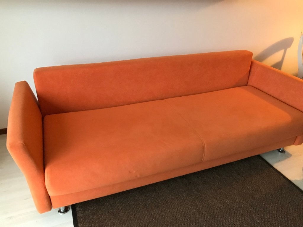 Fantastische slaapbank, Ophalen, Tweepersoons, Oranje, Zo goed als nieuw