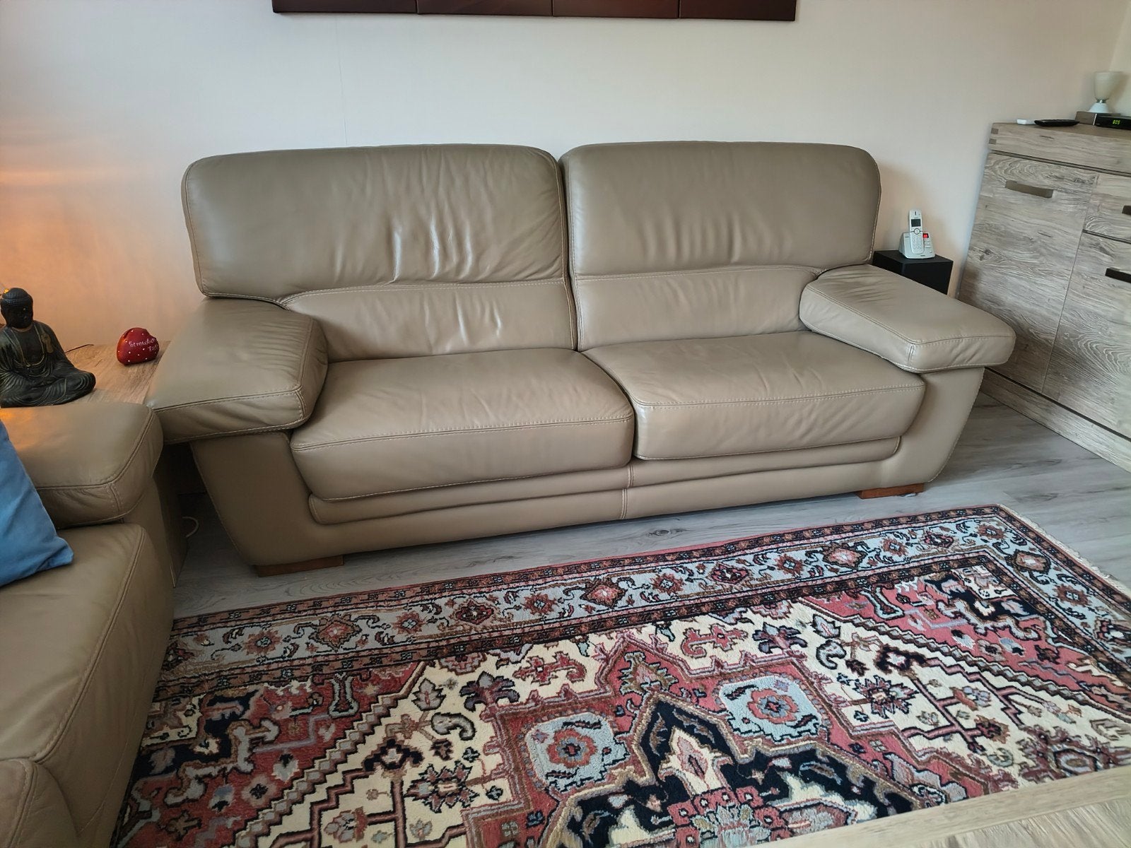 Nappa lederen 3-zits bank - Zo goed als nieuw, Huis en Inrichting, Ophalen, Comfortabel modern, Driepersoons, Zo goed als nieuw
