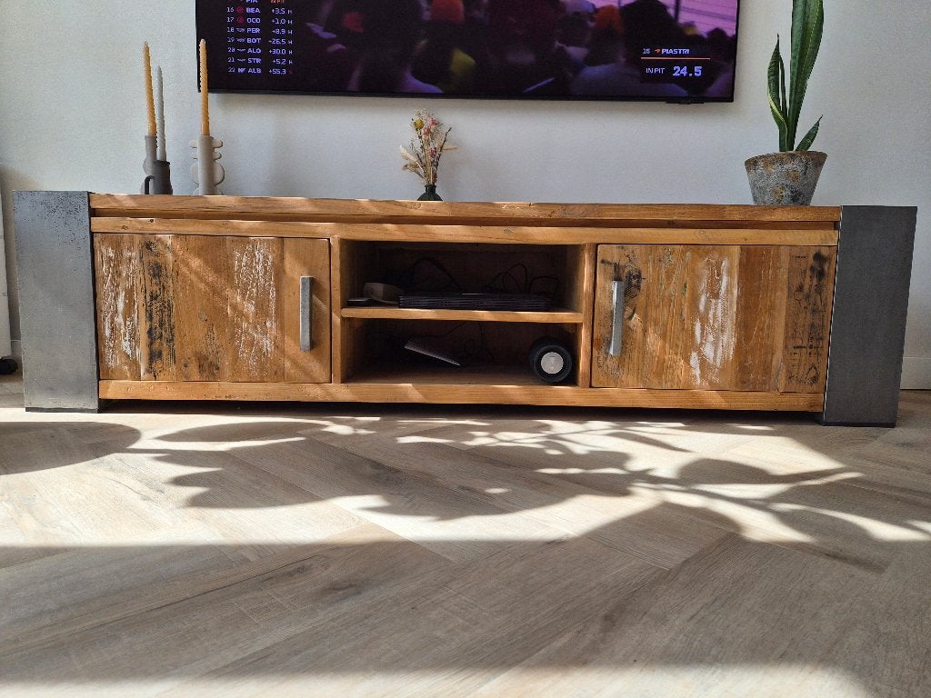 Tv meubel, Ophalen, Gebruikt, Teakhout, 150 tot 200 cm