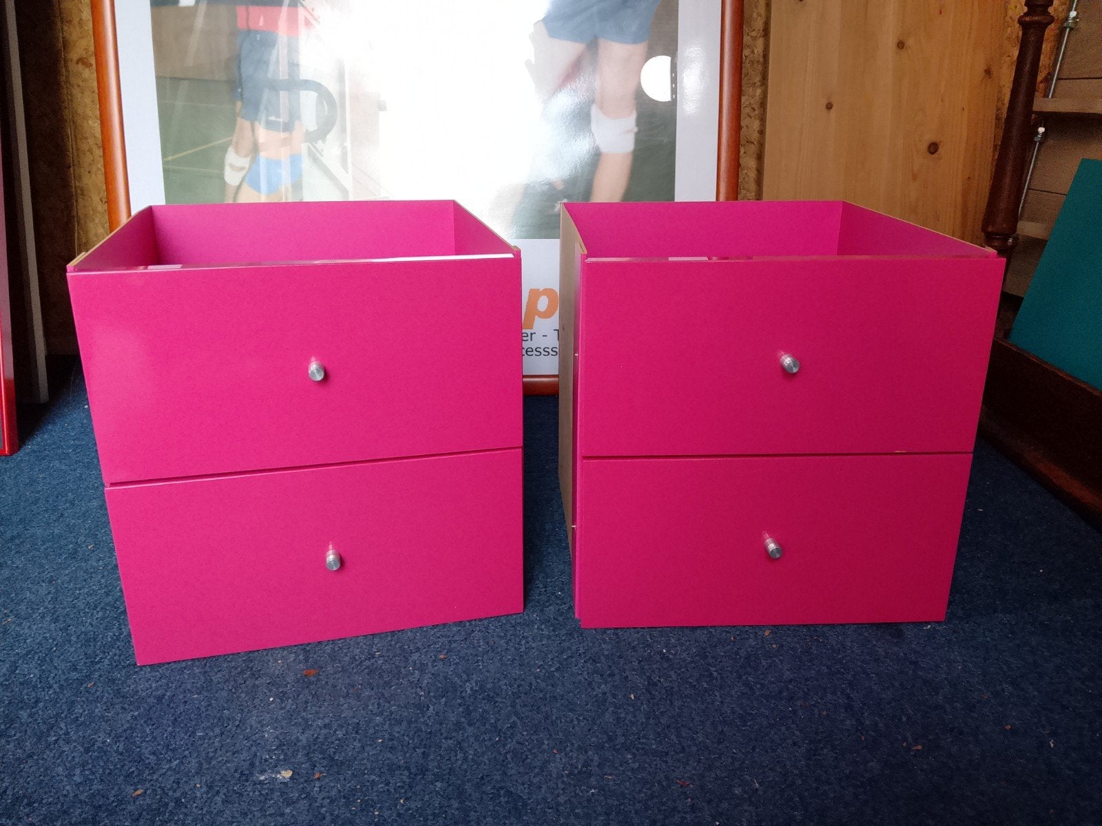 2 x Kallax fuchsia ladeblokken., Overige materialen, Minder dan 50 cm, Gebruikt, Modern, Speels