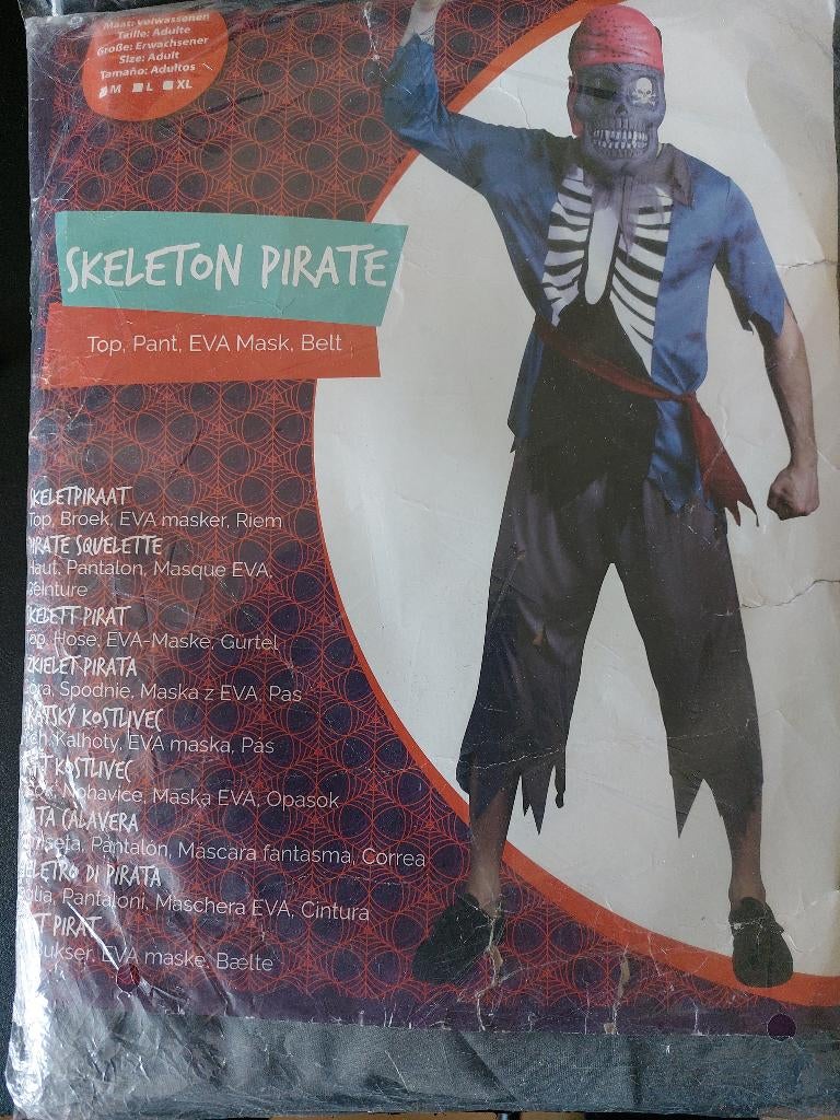 Skeleton Pirate - Maat M, Maat 48/50 (M), Nieuw, Ophalen of Verzenden, Halloween