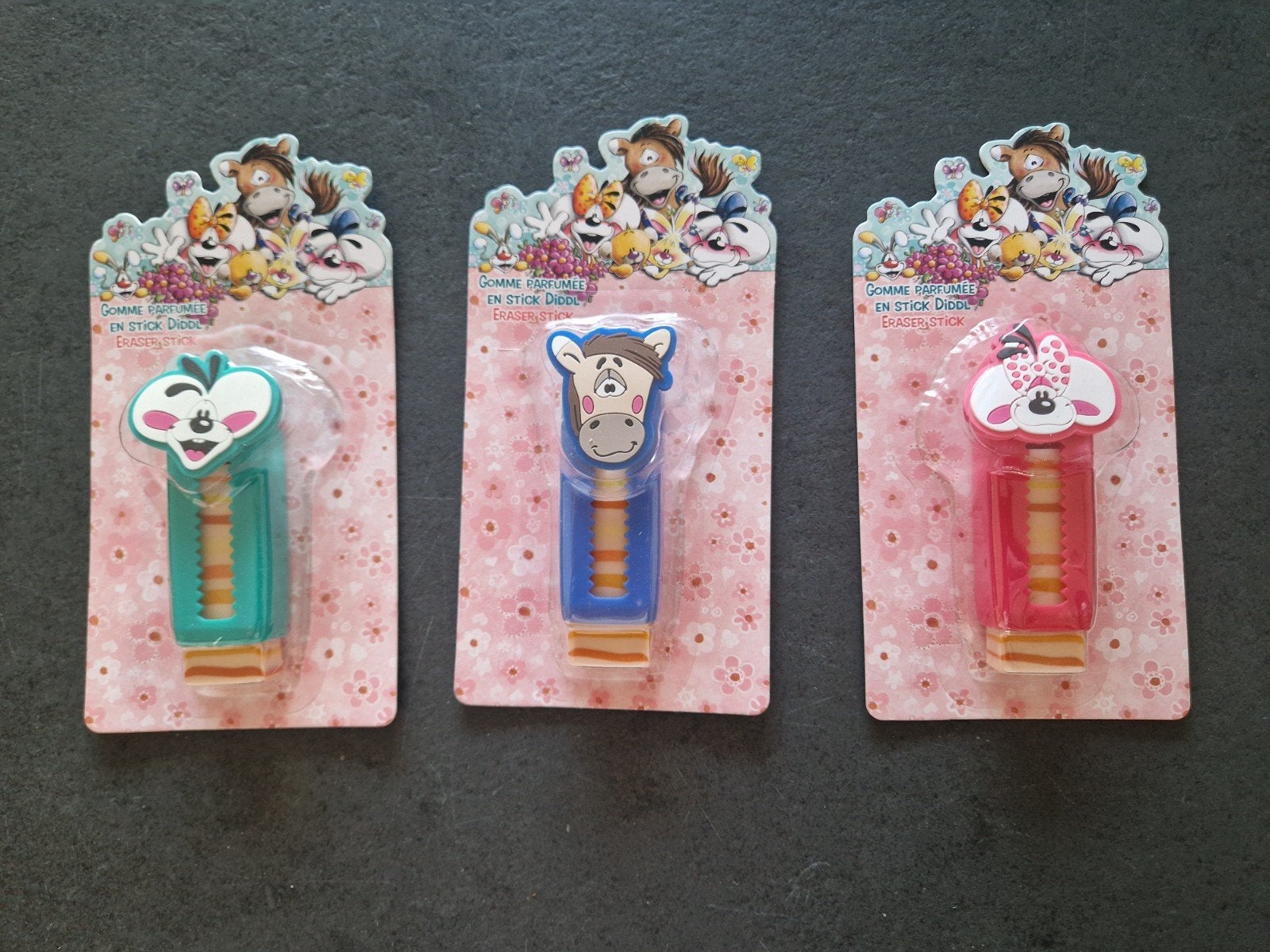 Set van 3 Diddl uitschuifbare gumstiften, Verzenden, Diddl, Nieuw, Pen, Potlood of Stift