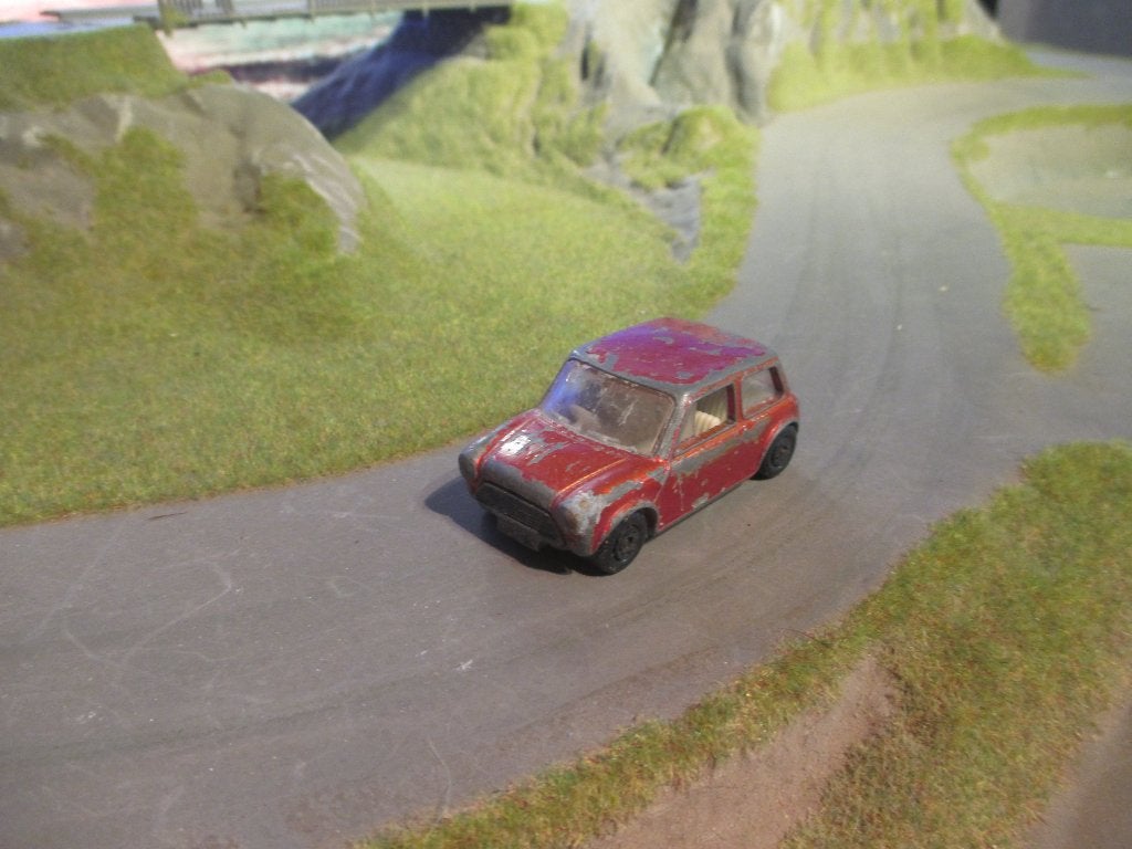 1:53 Racing Mini Cooper - Matchbox MB29 1971 metallic rood, Ophalen of Verzenden, Gebruikt, Auto