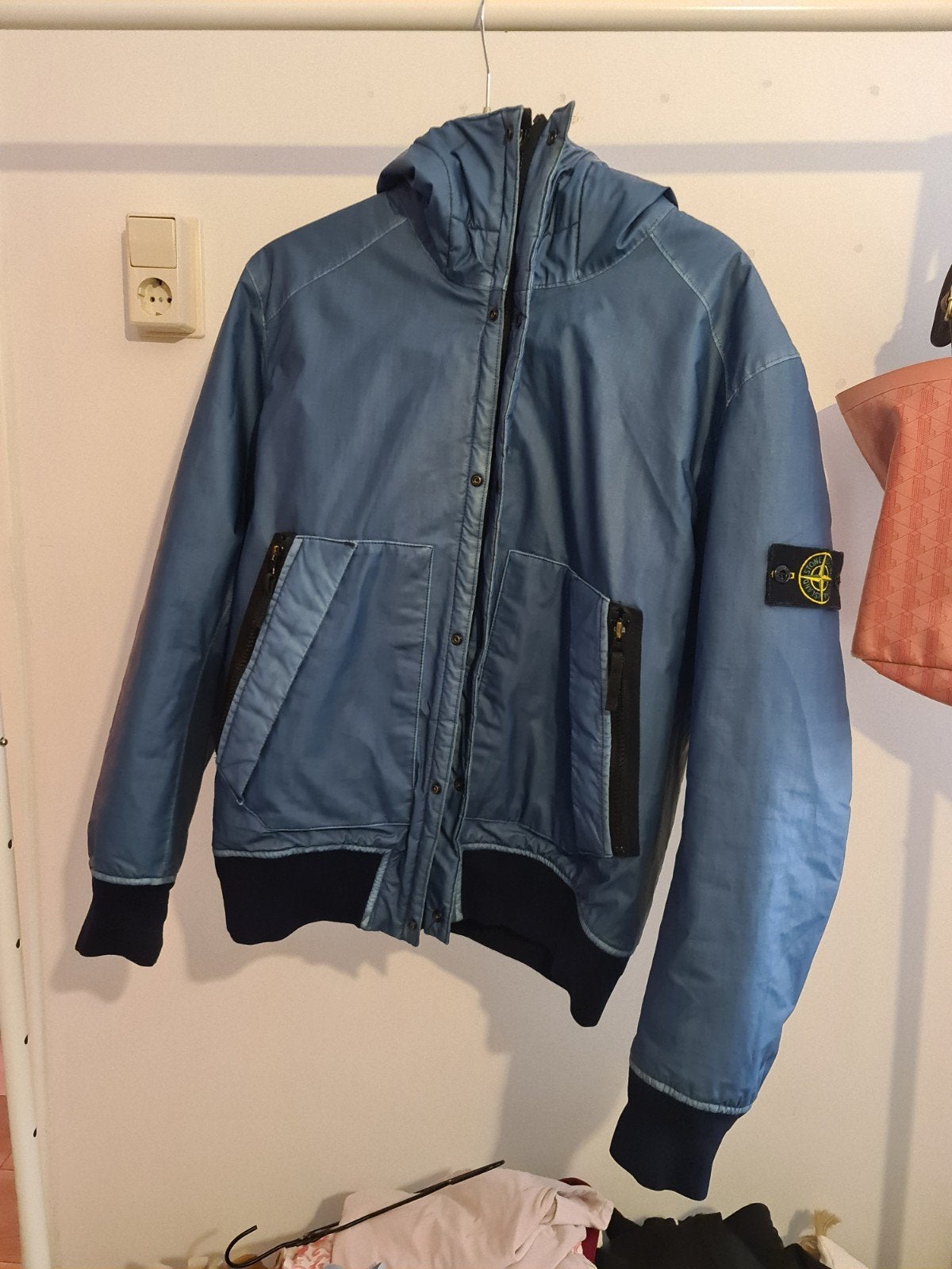 Stone Island Mussola Gommata jas XL blauw grijs, Ophalen, Blauw, Maat 56/58 (XL), Stone Island