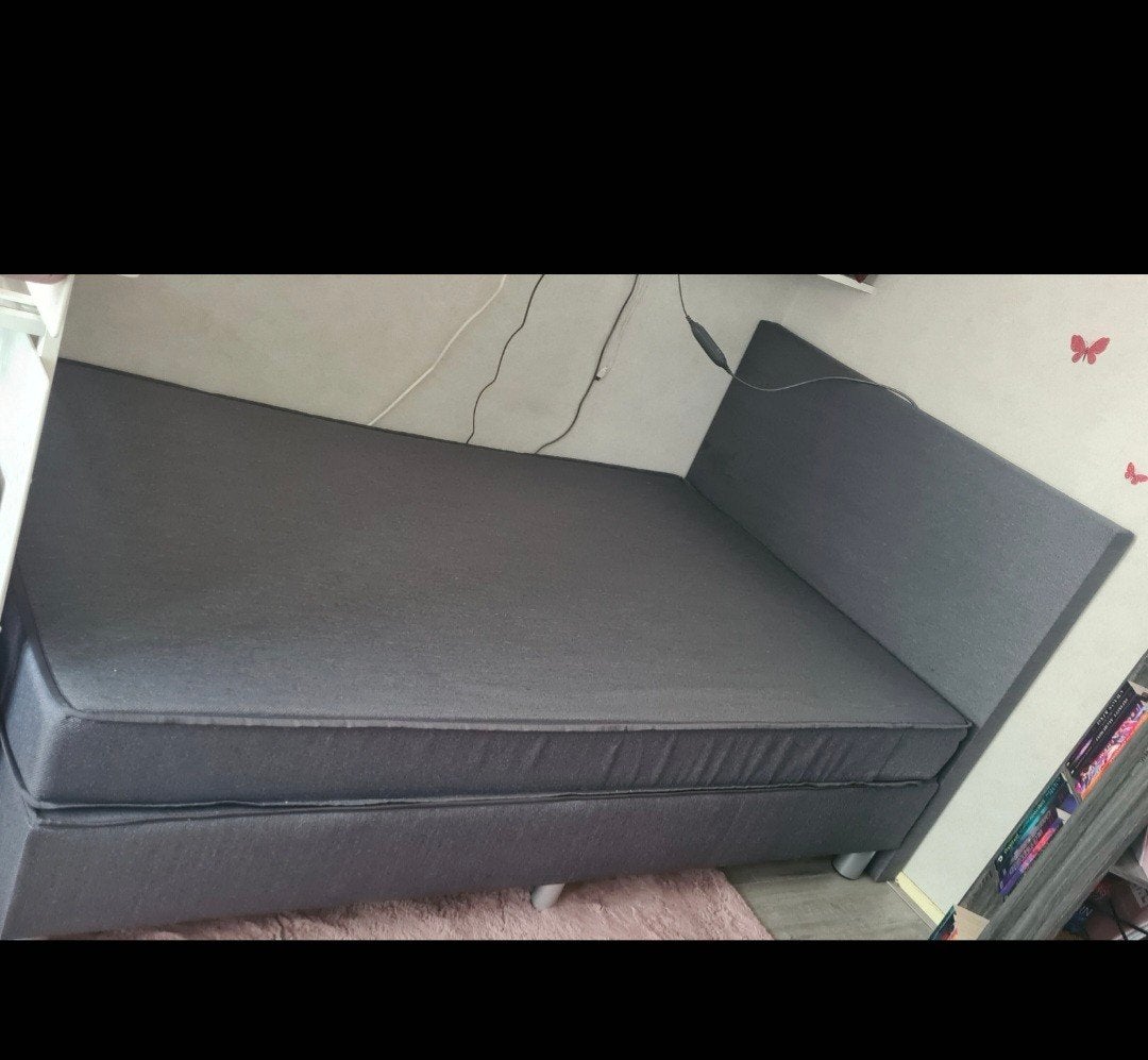 Boxspring 120 x 200. ZSM weg voor donderdag., Huis en Inrichting, Ophalen, Tweepersoons, Grijs, 120 cm