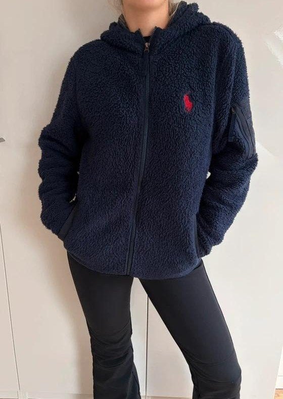 Polo Ralph Lauren XS vest fleecejas donkerblauw hoodie, Polo Ralph Lauren, Ophalen of Verzenden, Zo goed als nieuw, Trui