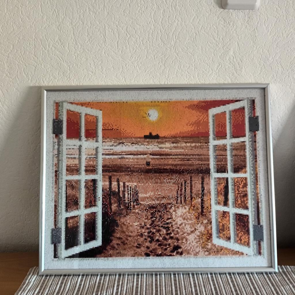 Schilderij open ramen,  Diamond painting, Ophalen, Minder dan 50 cm, Nieuw, Schilderij