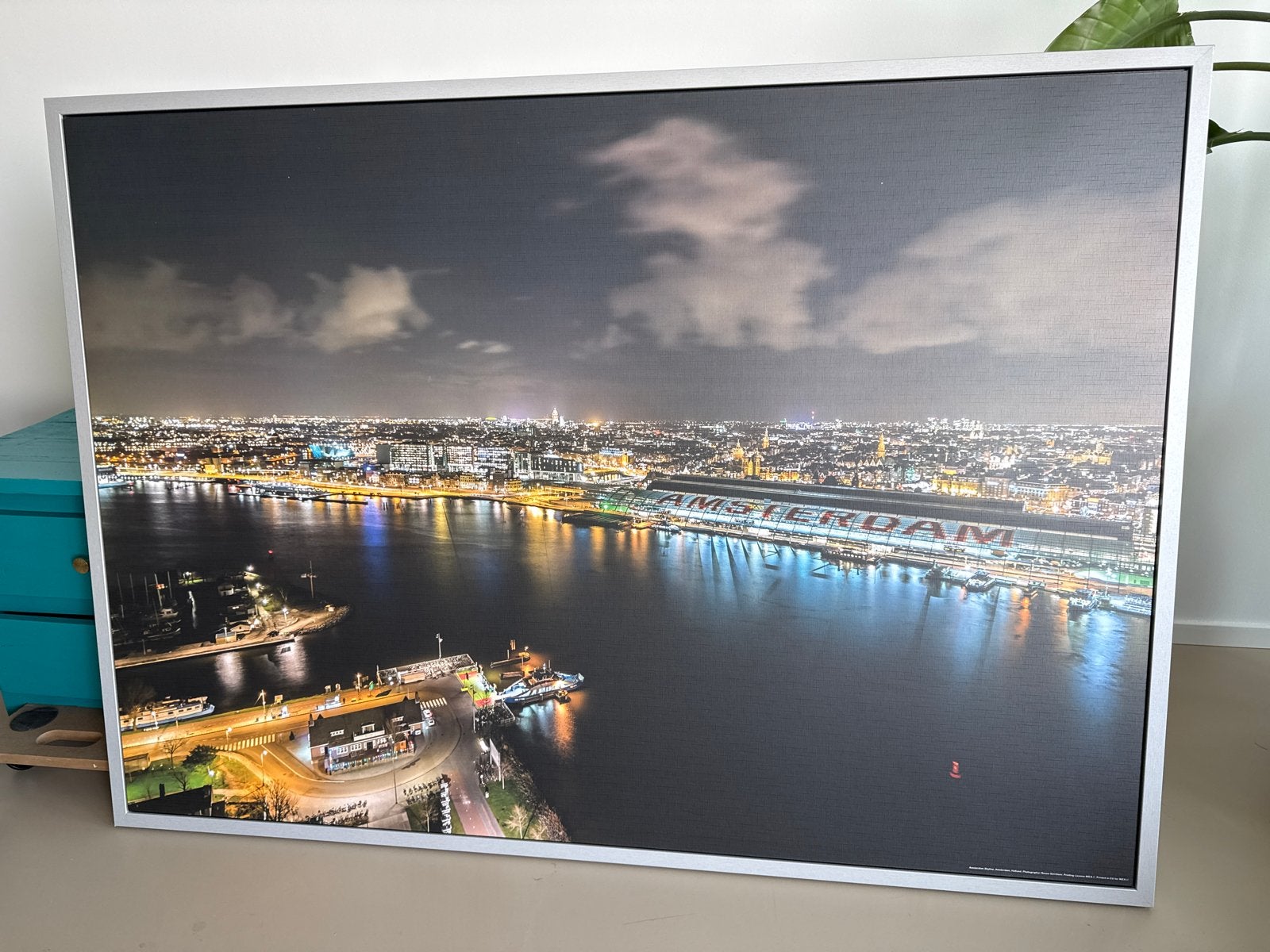 IKEA Canvas Amsterdam 140x100 cm - Nachtzicht, Huis en Inrichting, Ophalen, 125 cm of meer, 75 – 100, Print