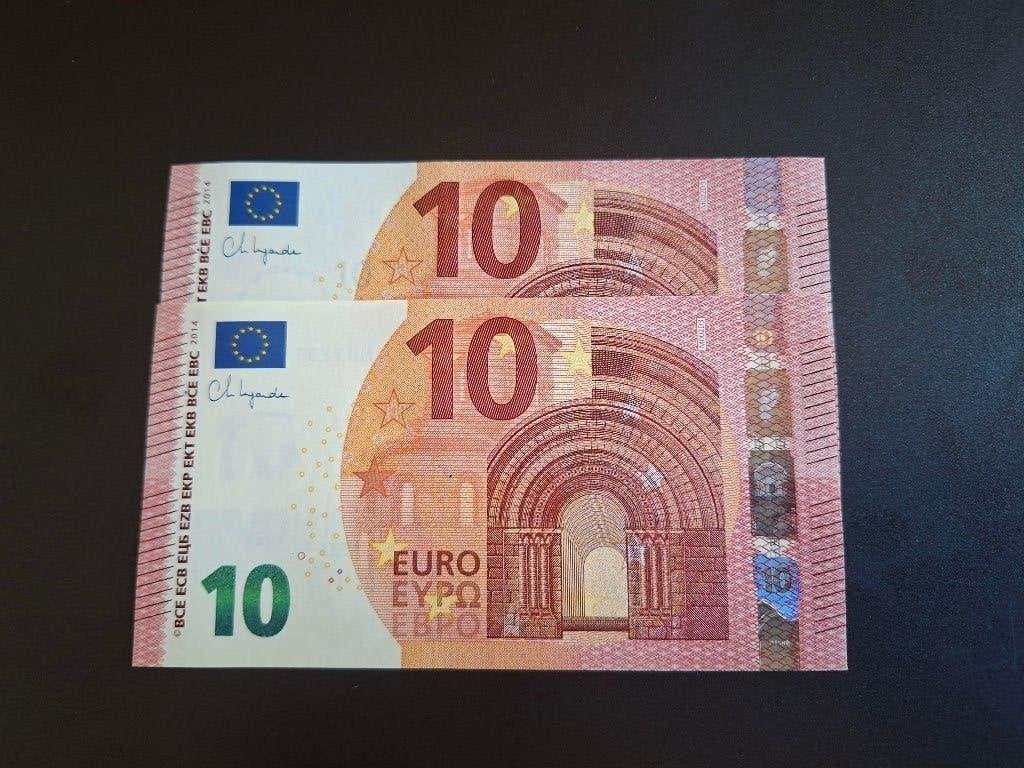 2014 Portugal 2x 10 euro nieuwe serie Lagarde code M002, Postzegels en Munten, Verzenden, Portugal, 10 euro, Setje