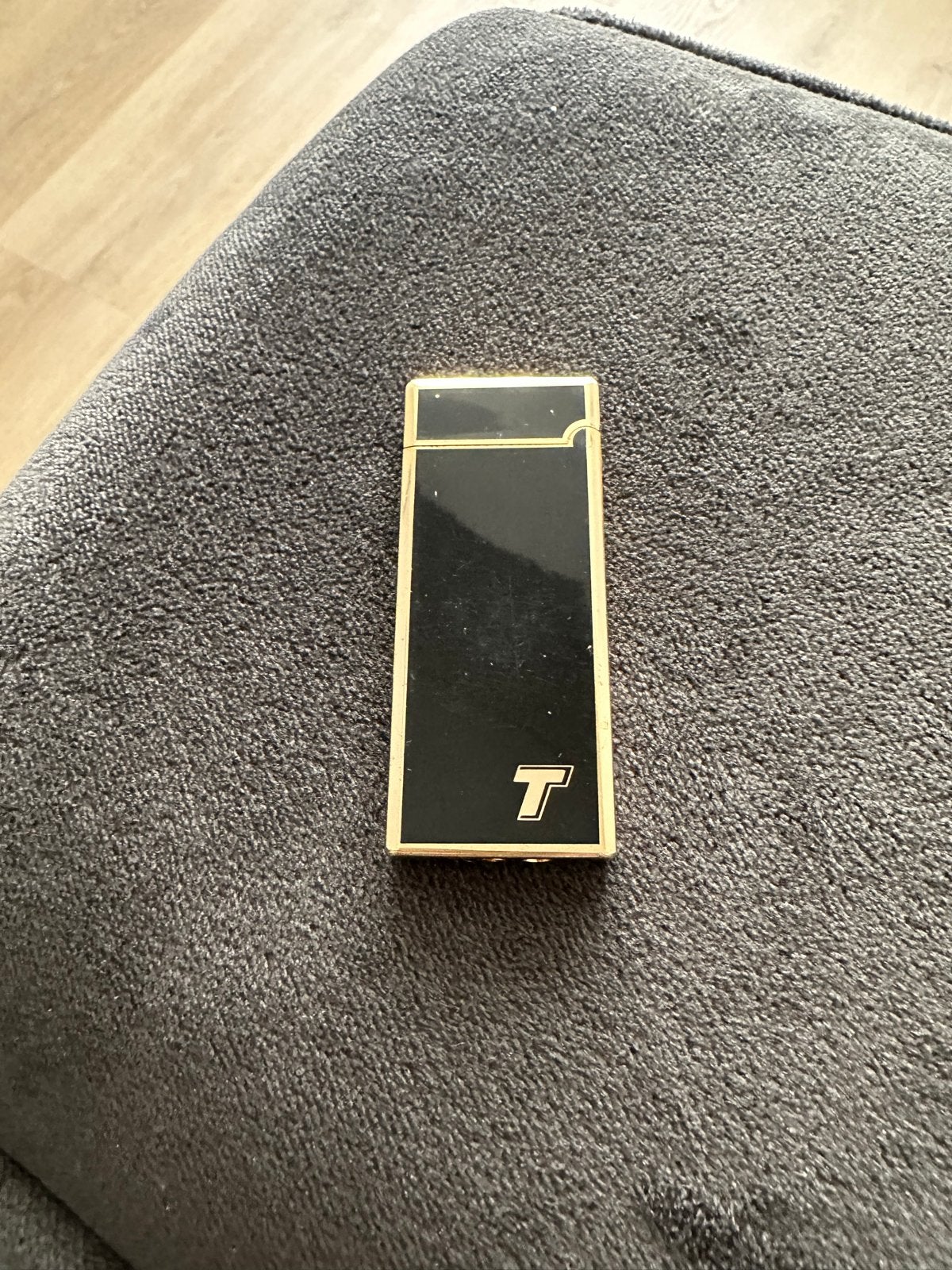 Elegante Vintage Gasaansteker - Zwart/Goud (Dupont Stijl), Verzamelen, Ophalen, Gebruikt, Aansteker